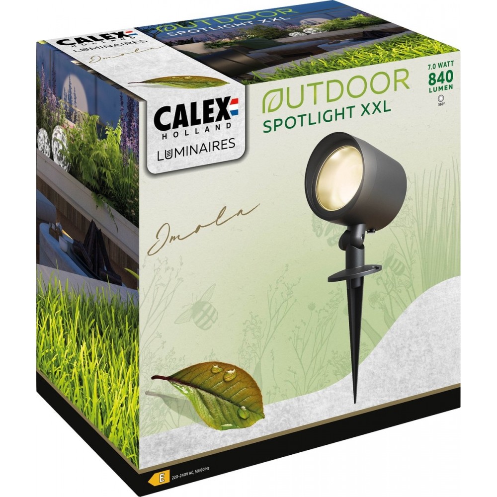 Calex LED Grondspot - Geschikt voor buiten - Tuinspot op Spies - Tuinverlichting met eenvoudige installatie - Warm Wit Licht - 7W - Zwart