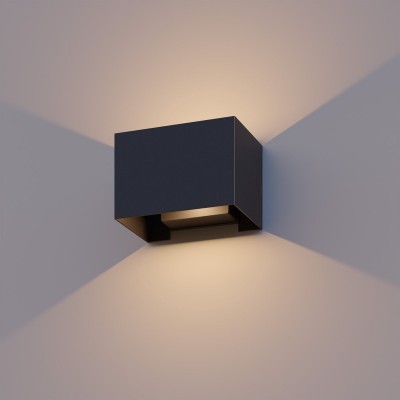 Calex LED Wandlamp Venice - Rechthoek - LED Up & Down - Verstelbare Stralingshoek - 7W - Tuinverlichting - Modern Design - Warm Wit Licht - Voor Binnen en Buiten - Zwart