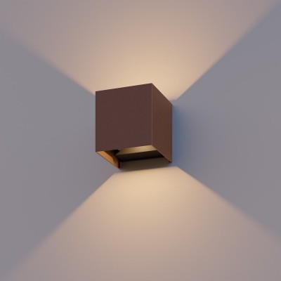 Calex LED Wandlamp Bari - Kubus - LED Up & Down - Verstelbare Stralingshoek - 7W - Tuinverlichting - Modern Design - Warm Wit Licht - Voor Binnen en Buiten - Roestkleurig
