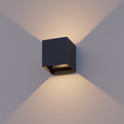 Calex LED Wandlamp Bari - Kubus - LED Up & Down - Verstelbare Stralingshoek - 7W - Tuinverlichting - Modern Design - Warm Wit Licht - Voor Binnen en Buiten - Zwart