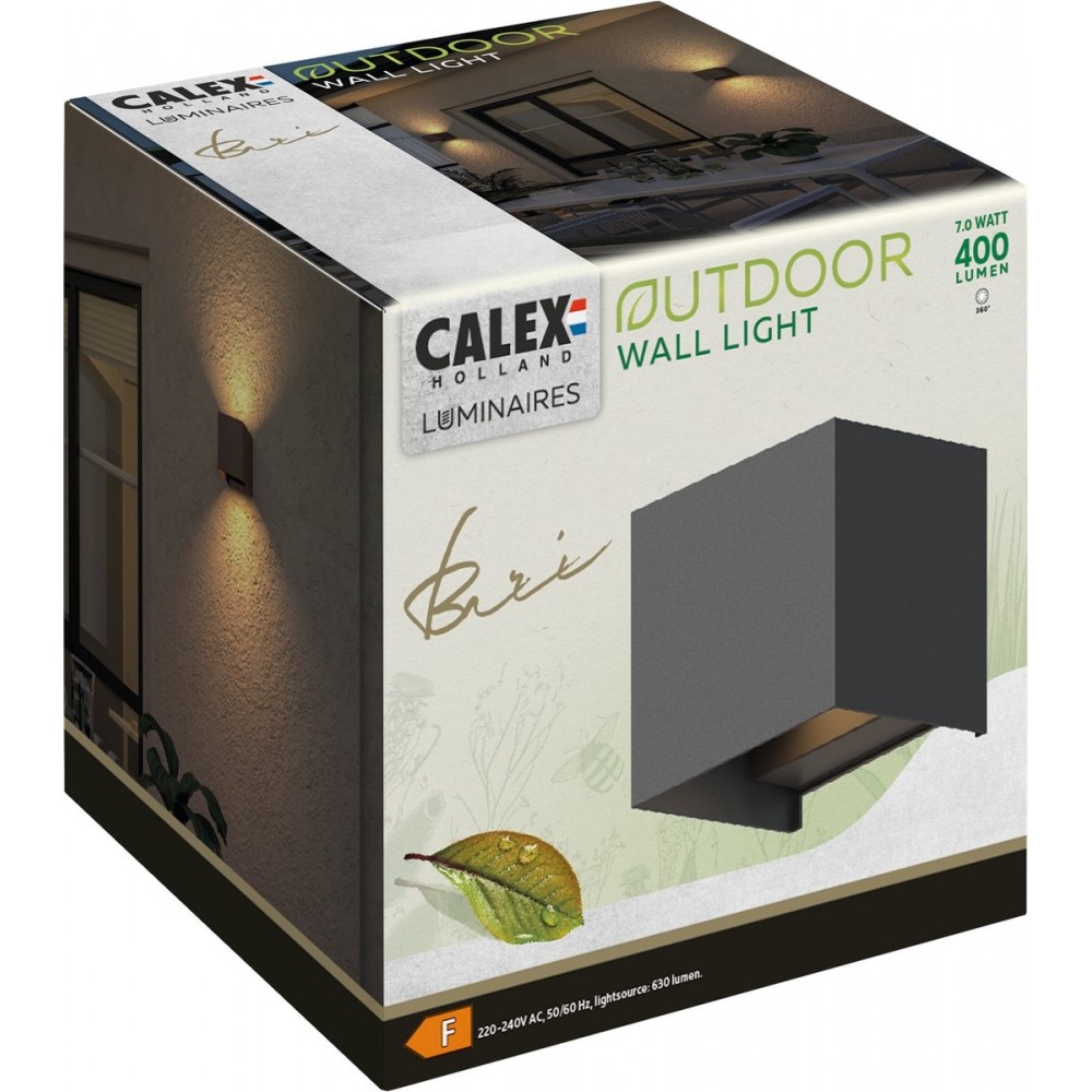 Calex LED Wandlamp Bari - Kubus - LED Up & Down - Verstelbare Stralingshoek - 7W - Tuinverlichting - Modern Design - Warm Wit Licht - Voor Binnen en Buiten - Zwart