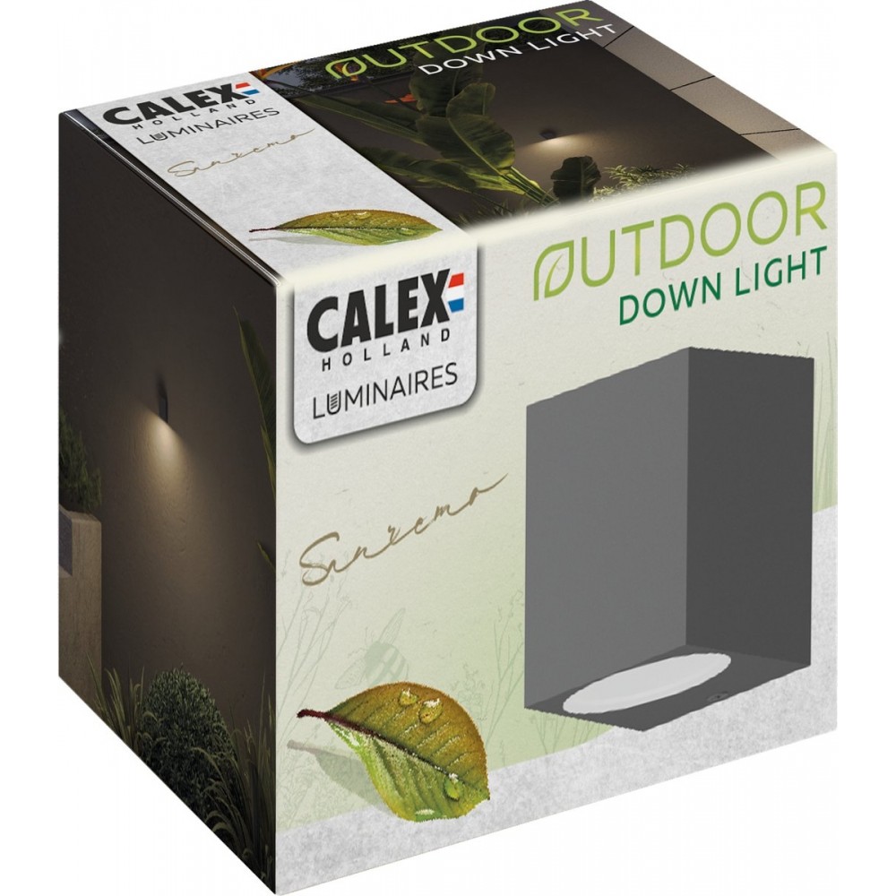 Calex Wandlamp Downlight Sanremo - GU10 - IP54 Water- en Stofbestendig - Geschikt voor Binnen en Buiten - Eenvoudige installatie - Rechthoek - Antraciet