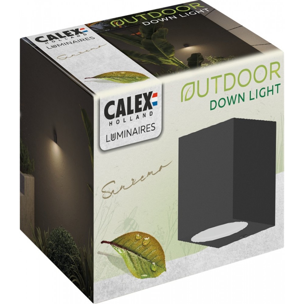 Calex Wandlamp Downlight Sanremo - GU10 - IP54 Water- en Stofbestendig - Geschikt voor Binnen en Buiten - Eenvoudige installatie - Rechthoek - Zwart