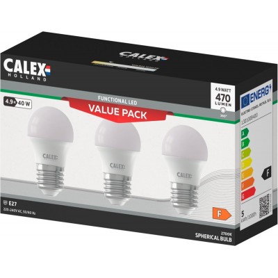 Calex LED Kogellamp E27 4.9W 470lm 2700K Niet-Dimbaar P45 Doos 3 stuks
