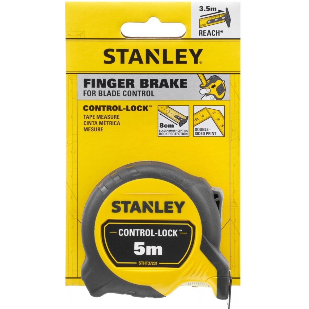 Stanley - Rolbandmaat Controle 5m - 25mm - Afstandmeter - Meet- en Aftekengereedschap - 1 Stuk(s)