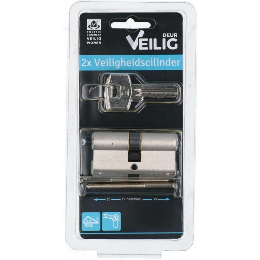 VEILIG - Veiligheid Profielcilinder - 30x30mm - set 2 sloten - SKG2