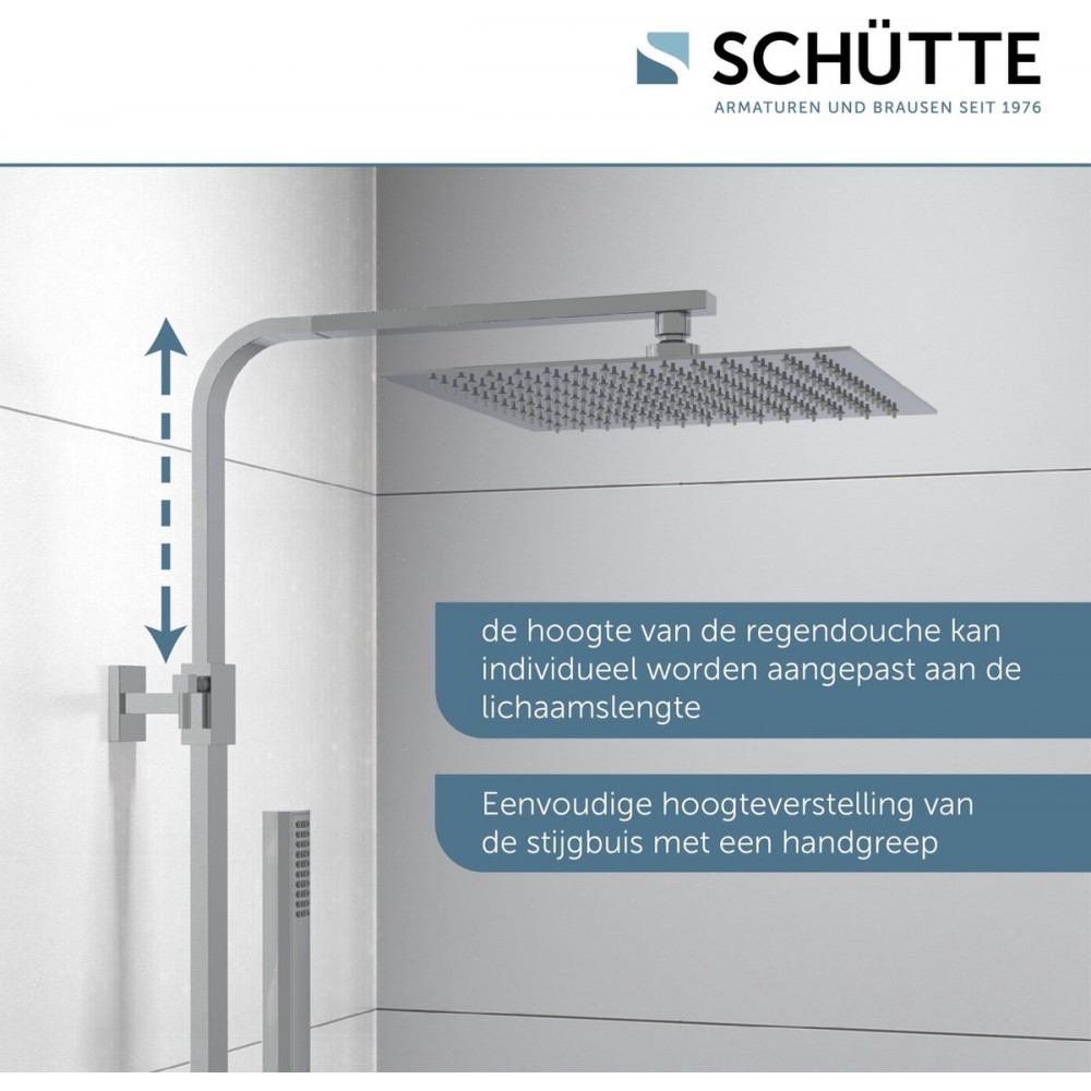 SCHÜTTE Sumba Douchesysteem - Regendouche - met Thermostatische Douchekraan - Hartafstand 150 mm - Chroom