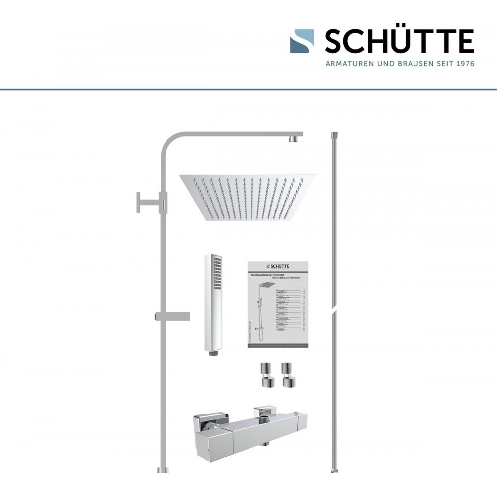 SCHÜTTE Sumba Douchesysteem - Regendouche - met Thermostatische Douchekraan - Hartafstand 150 mm - Chroom