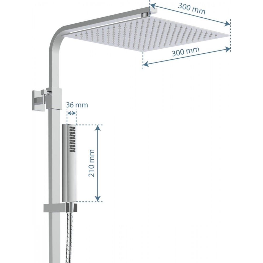 SCHÜTTE Sumba Douchesysteem - Regendouche - met Thermostatische Douchekraan - Hartafstand 150 mm - Chroom