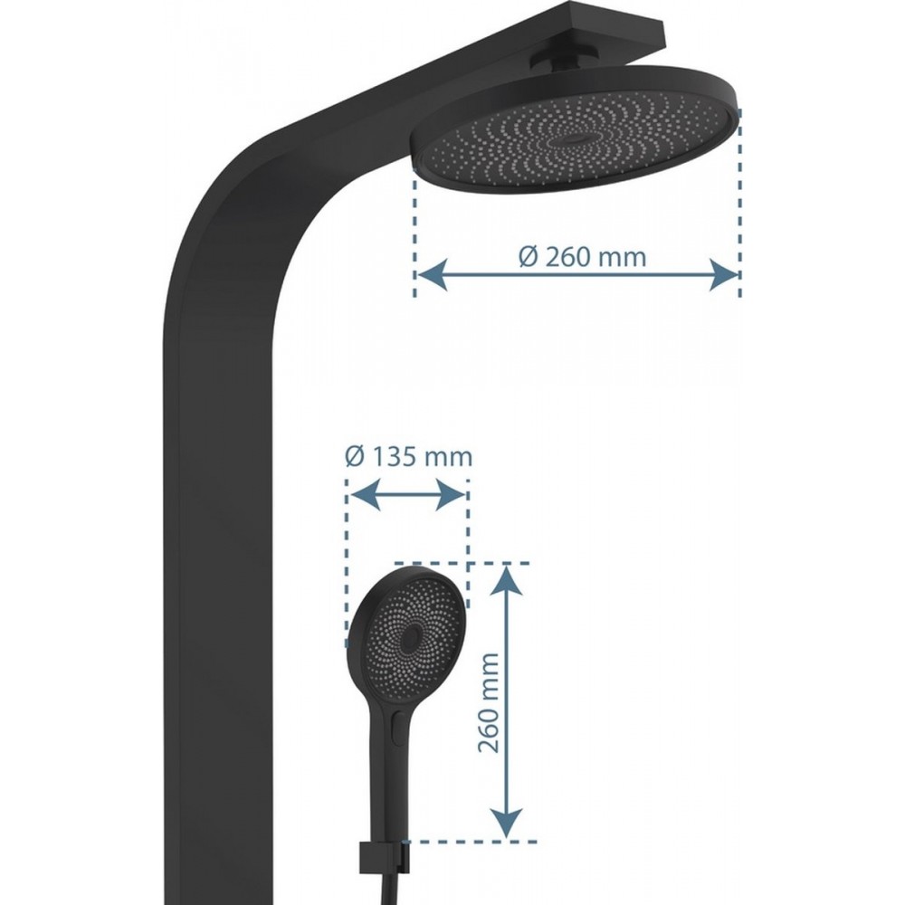 SCHÜTTE Samoa Rain Douchesysteem - Regendouche - met Thermostatische Douchekraan - Geïntegreerd glazen Planchet met Push-Button Omsteller - Hartafstand 150 mm - Zwart Mat