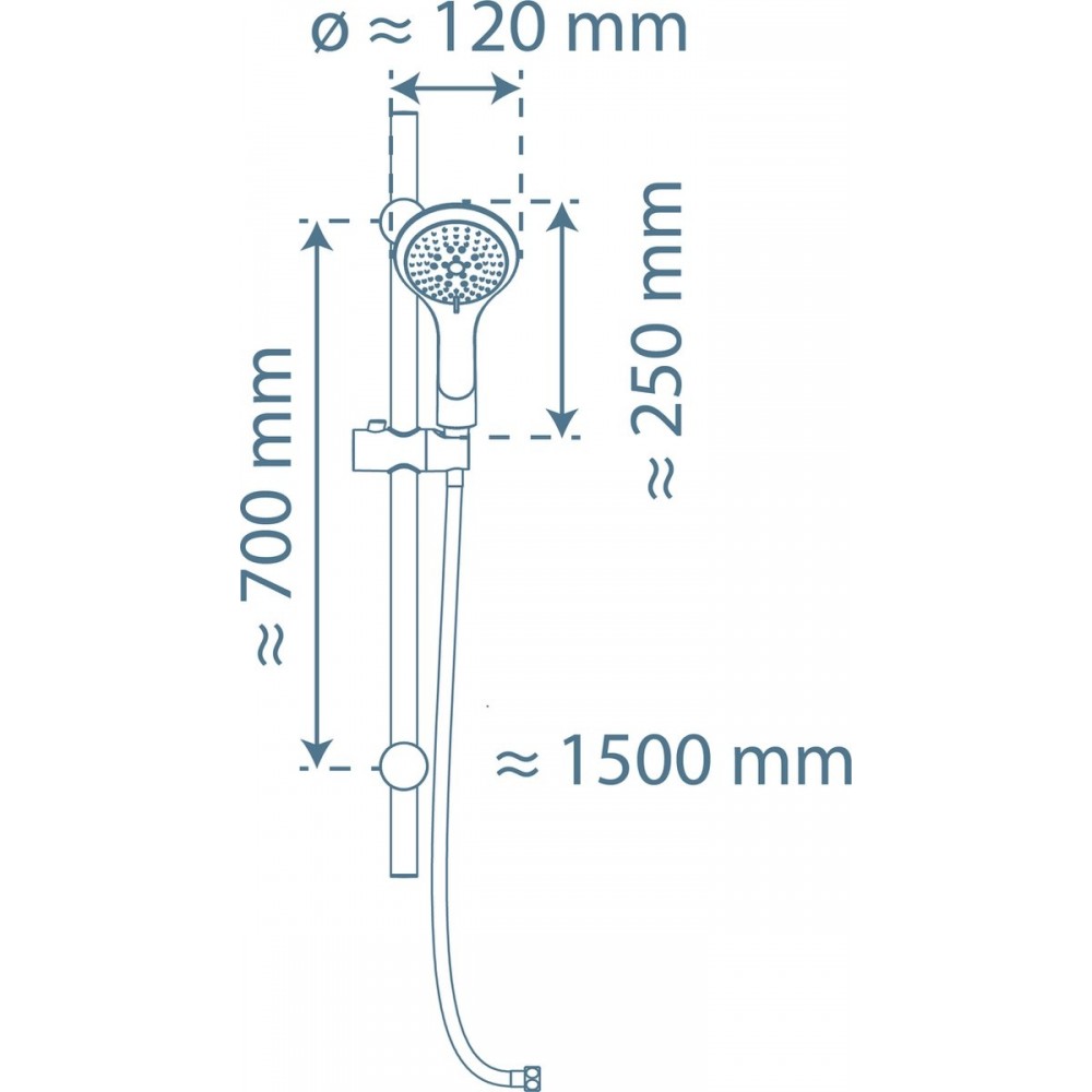 SCHÜTTE Liana Doucheset met Handdouche - Ø 12 cm - 5 Standen - 70 cm Glijstang - 150 cm Slang - Chroom