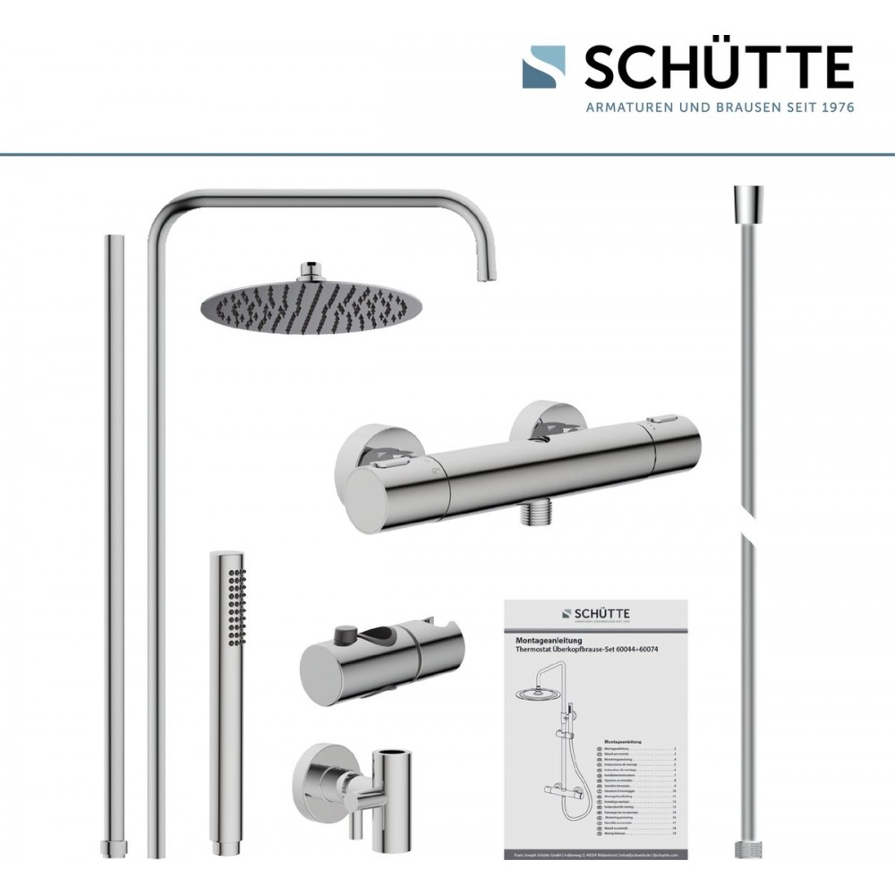 SCHÜTTE Aquaduct Hoofddouche Set - met Thermostatische Mengkraan - Chroom