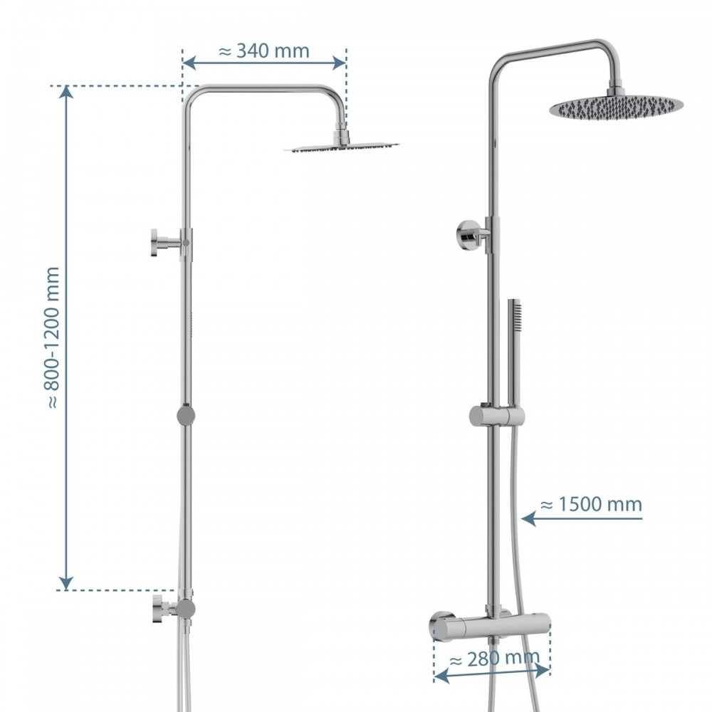 SCHÜTTE Aquaduct Hoofddouche Set - met Thermostatische Mengkraan - Chroom