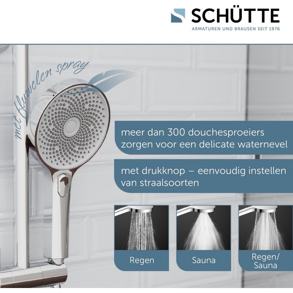 SCHÜTTE Samoa Rain Handdouche - Douchekop Ø 13 cm -3 Standen - Chroom & Wit