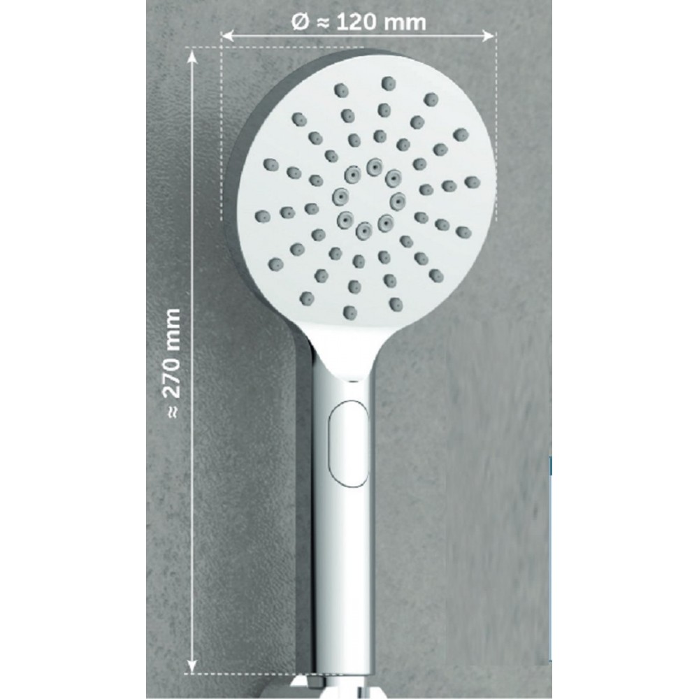 SCHÜTTE Como Handdouche - Douchekop Ø 12 cm - 3 Standen - Pushbutton - Chroom