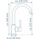 SCHÜTTE Cornwall Design Keukenkraan - Mengkraan - Hoge, Draaibare Uitloop - Zijdelingse Greep - RVS-look