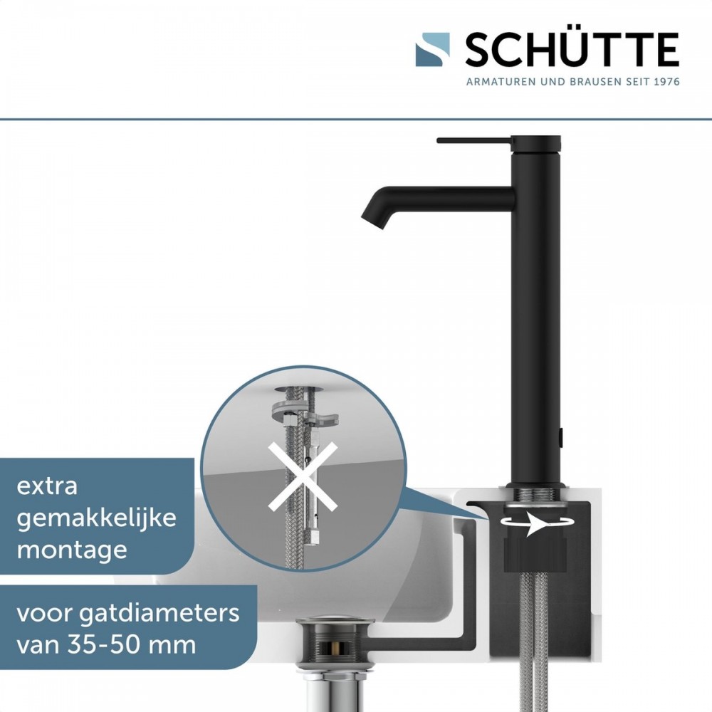 SCHÜTTE Los Angeles Wastafel - Mengkraan - voor Opzetwastafel - Mat Zwart