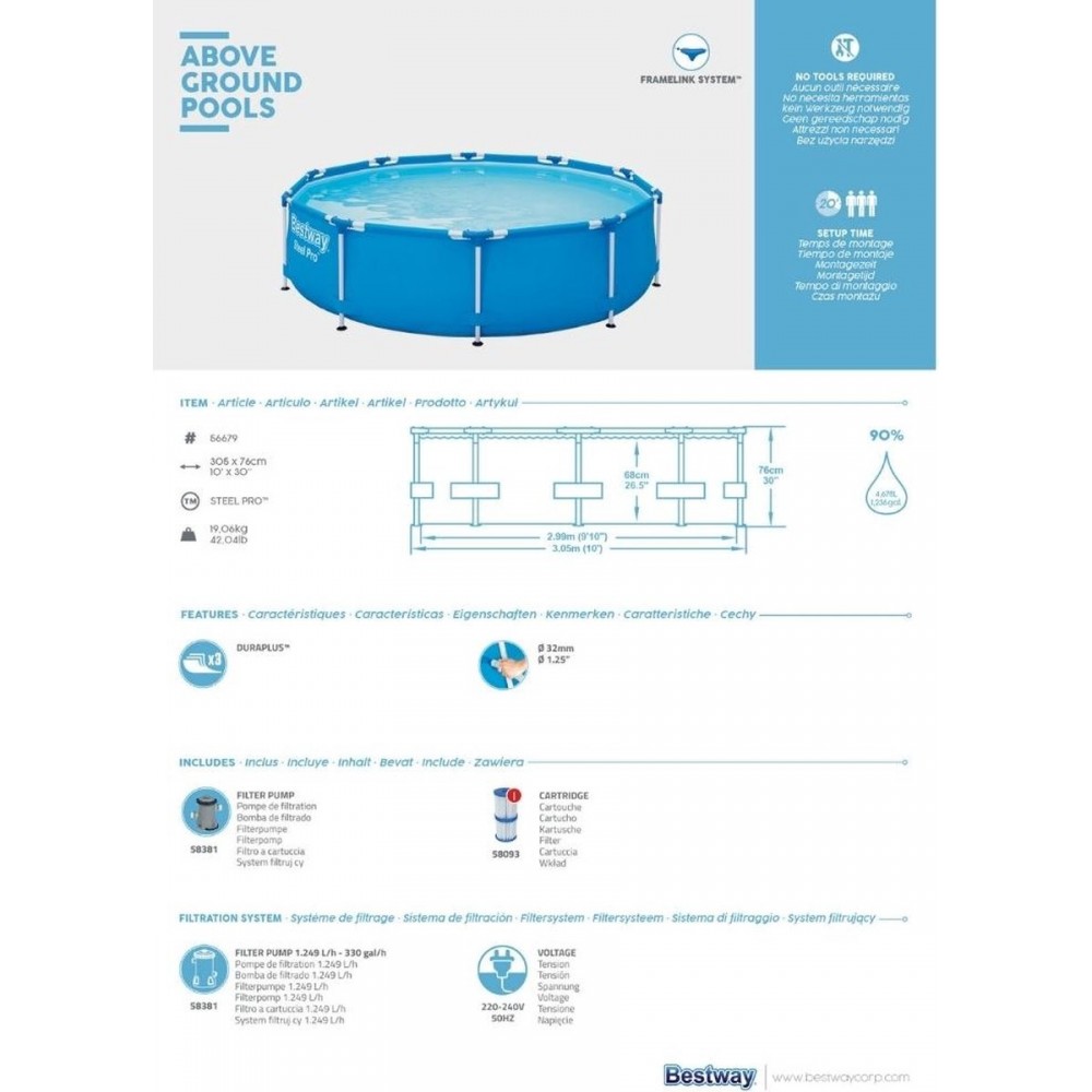 Bestway Steel Pro Zwembad - Ø 305 x 76 cm