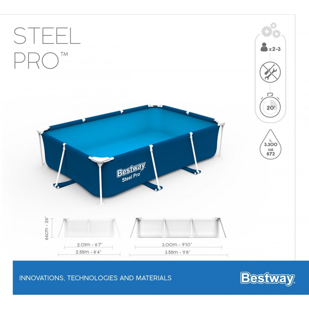 Bestway Steel Pro zwembad + filterpomp 300 x 201 x 66 cm