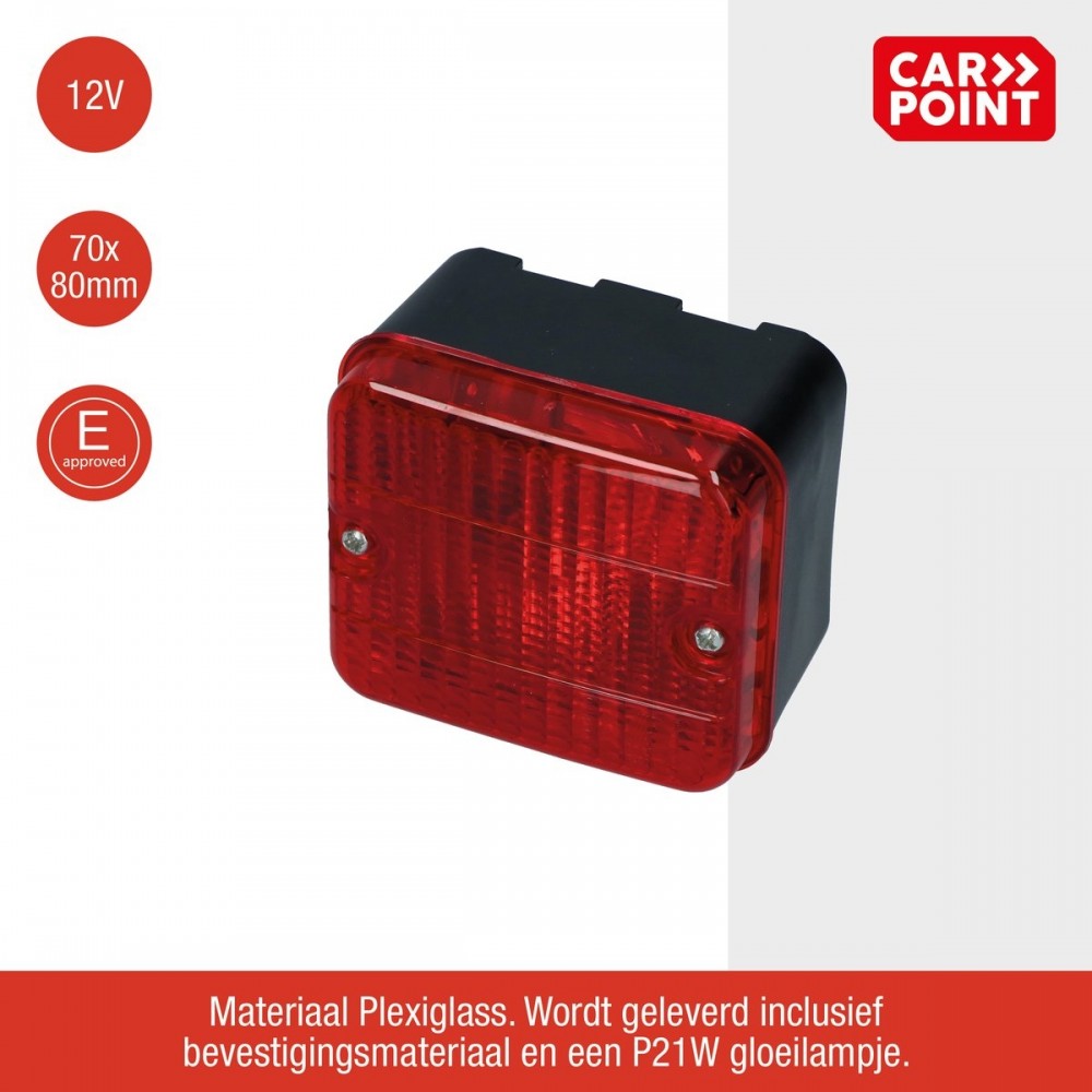 Carpoint Mistachterlicht Aanhanger | Mistachterlicht Rood 7x8cm