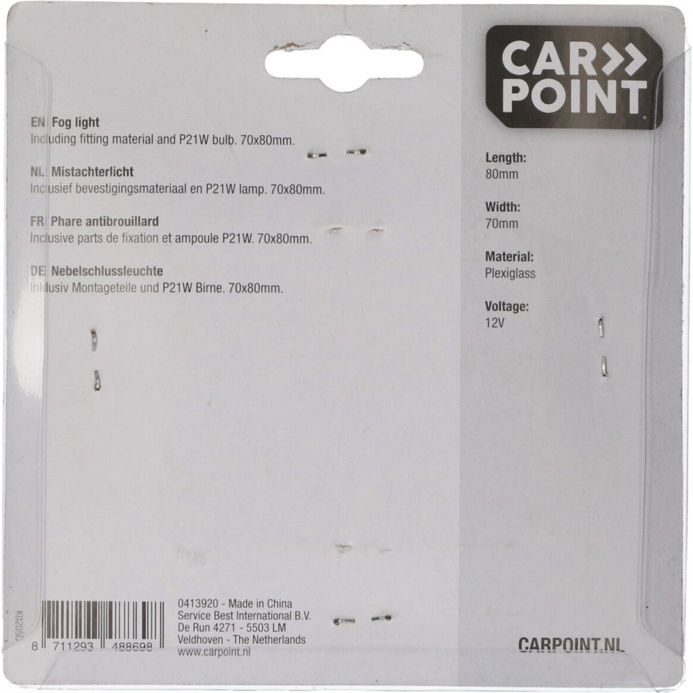 Carpoint Mistachterlicht Aanhanger | Mistachterlicht Rood 7x8cm