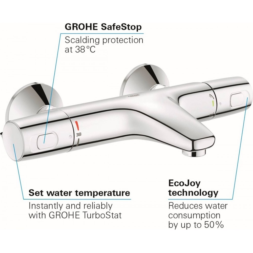GROHE Precision Trend New Thermostatische Badkraan - 15cm - chroom - 34227002
