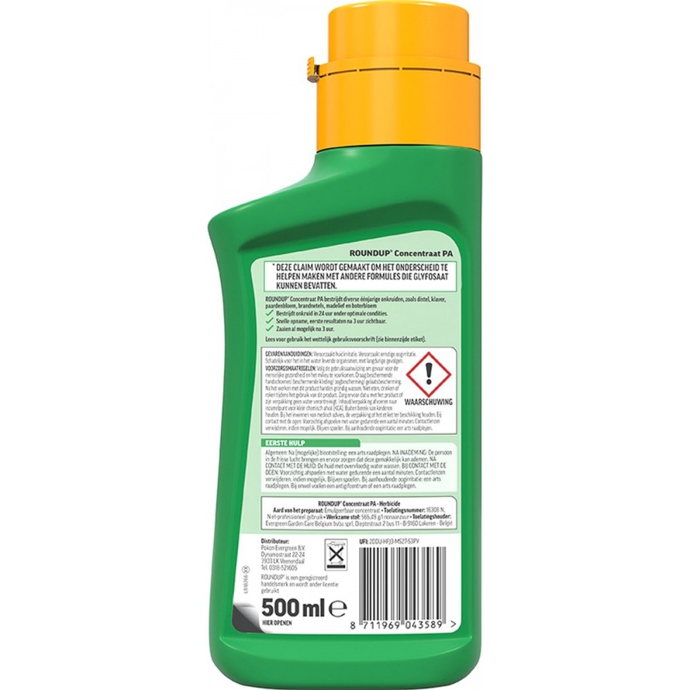 ROUNDUP® Totaal Onkruidvrij Concentraat - 500ml voor 220m² - Onkruidverdelger concentraat - Onkruidverwijderaars zonder glyfosaat