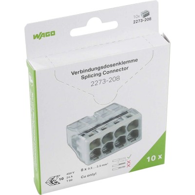 WAGO® Mini lasklem 8-voudig 8x0.5-2.5mm² - 2273-208 - 10 stuks