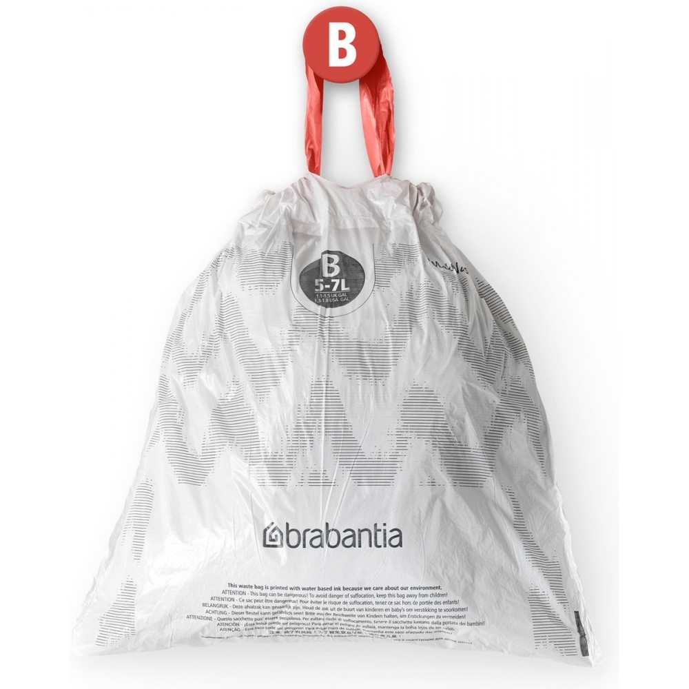 Brabantia PerfectFit Afvalzak met trekbandsluiting - 5-7 l - Code B - 20 stuks