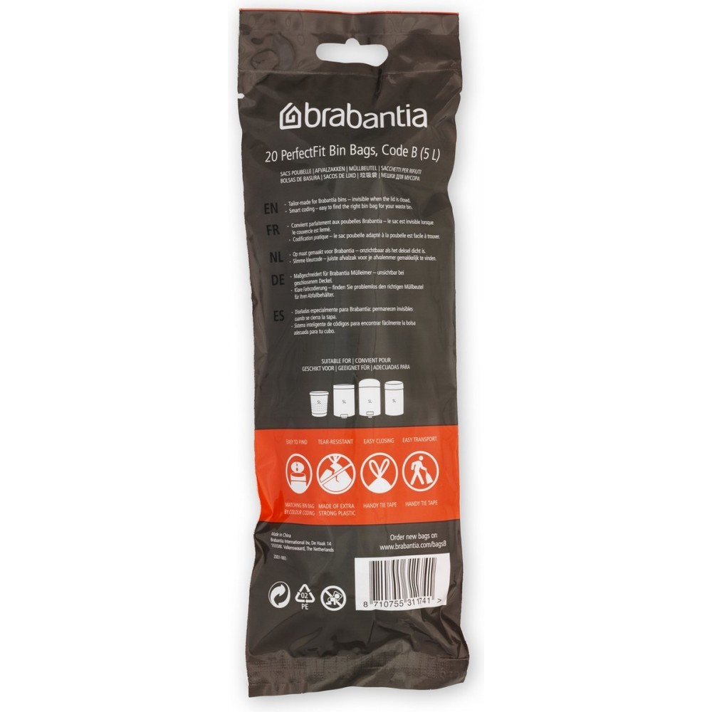 Brabantia PerfectFit Afvalzak met trekbandsluiting - 5-7 l - Code B - 20 stuks