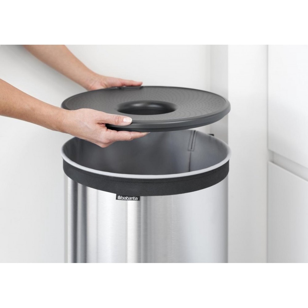 Brabantia Wasmand - met Deksel - 60 l - Matt Steel/Kunststof deksel