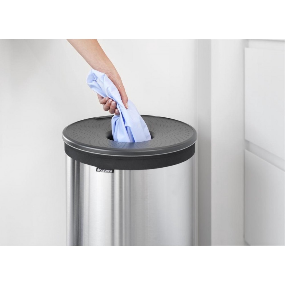 Brabantia Wasmand - met Deksel - 60 l - Matt Steel/Kunststof deksel