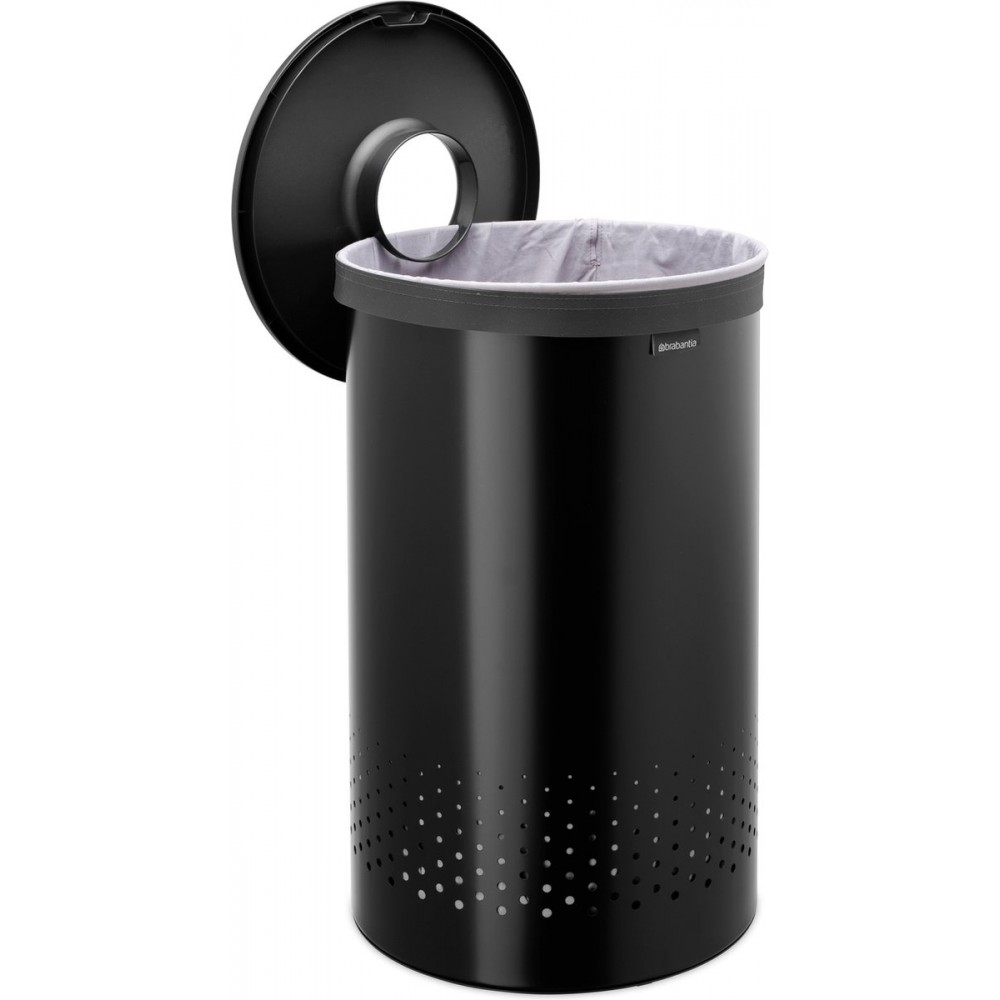 Brabantia Wasmand - met Deksel - 60 l - Matt Black / Dark Grey