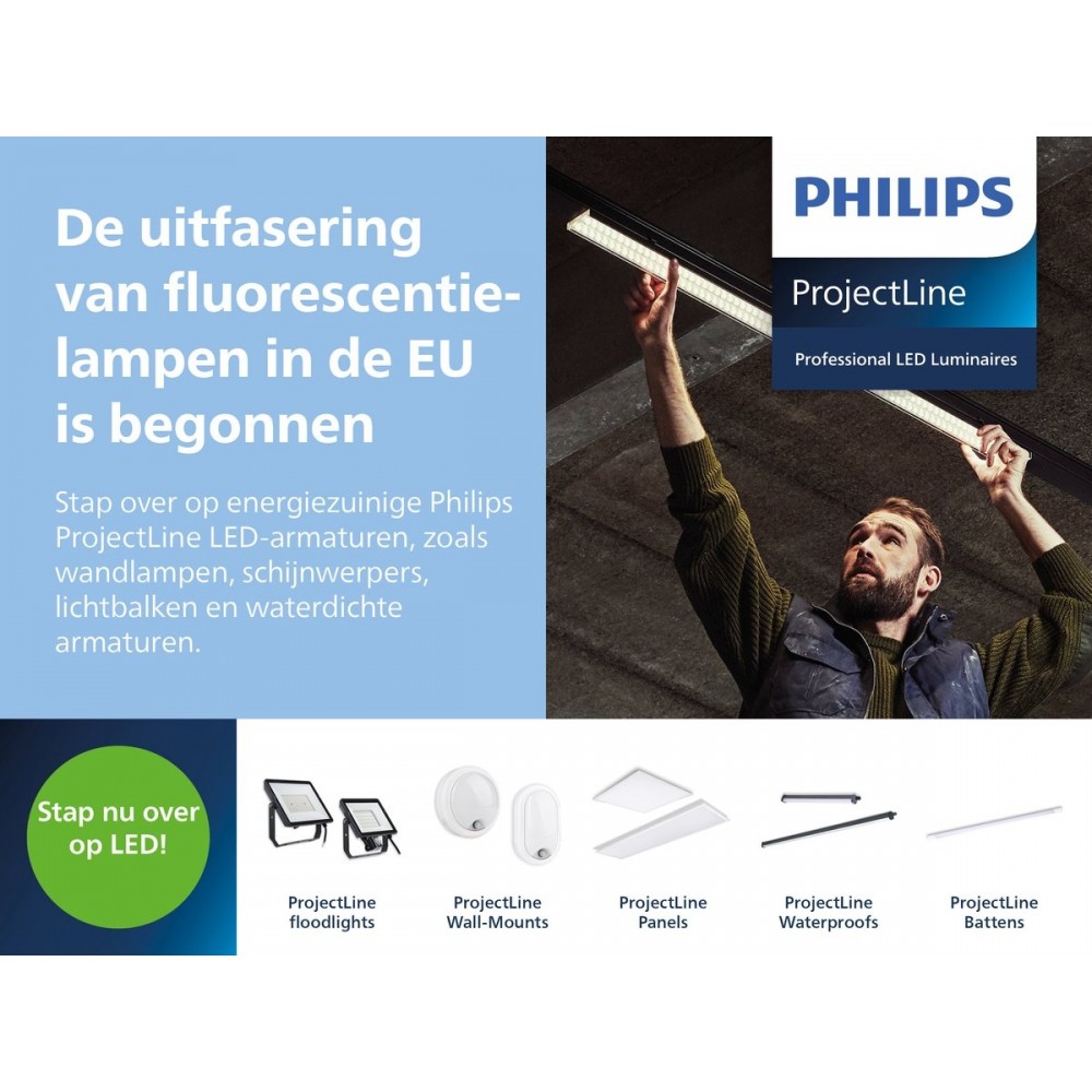 Philips ProjectLine schijnwerper - LED paneel - 20 W - Warmwit licht - Sensor