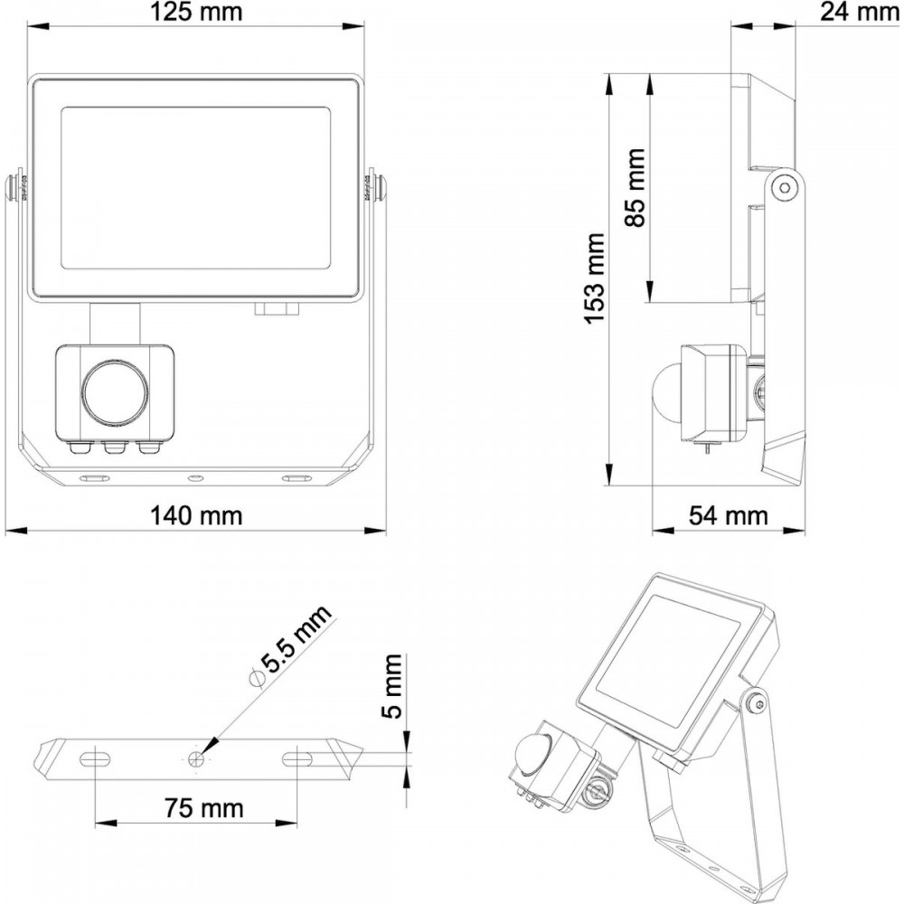 Philips ProjectLine schijnwerper - LED paneel - 20 W - Warmwit licht - Sensor