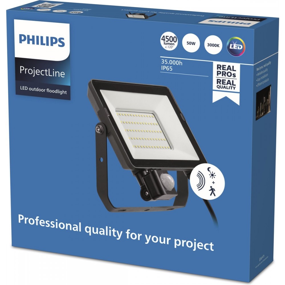 Philips ProjectLine schijnwerper - LED paneel - 50 W - Warmwit licht - Sensor