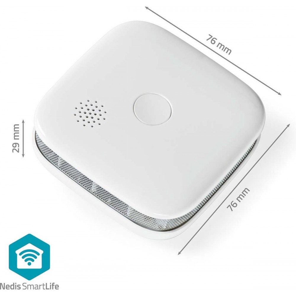 Nedis SmartLife Rookmelder - Wi-Fi - Batterij Gevoed - Levenscyclus sensor: 10 Jaar - EN 14604 - Max. batterijduur: 24 Maanden - 85 dB - Wit - 1 Stuks