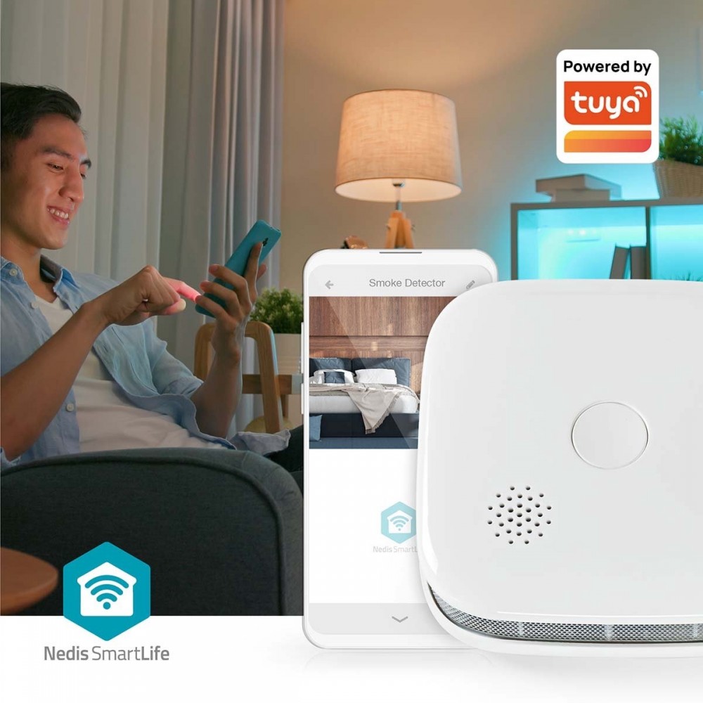 Nedis SmartLife Rookmelder - Wi-Fi - Batterij Gevoed - Levenscyclus sensor: 10 Jaar - EN 14604 - Max. batterijduur: 24 Maanden - 85 dB - Wit - 1 Stuks