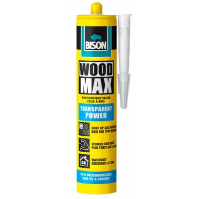 Bison Wood Max Transparant Power koker 320 g, extreem snel, voor alle houtsoorten, D4, hoge aanvangshechting