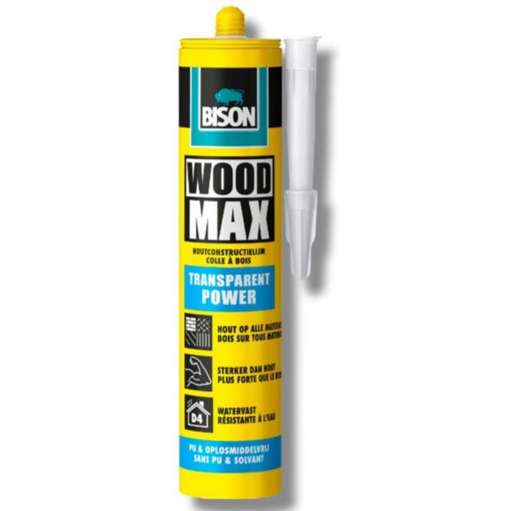 Bison Wood Max Transparant Power koker 320 g, extreem snel, voor alle houtsoorten, D4, hoge aanvangshechting