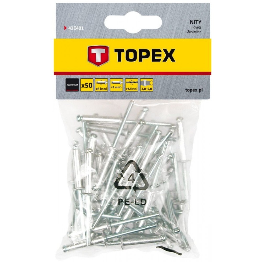 TOPEX BLINDKLINKNAGELS 4X8MM