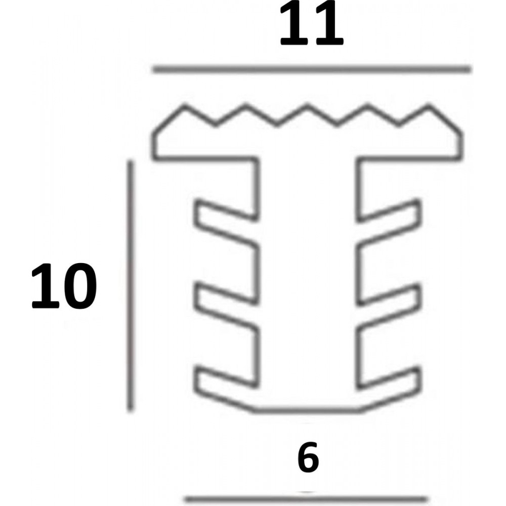 Traptrede profiel - Antislip - 11 x 10 x 6 mm - Infreesprofiel - Zwart (per meter)