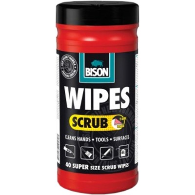 Bison Wipes Scrub - Handreinigingsdoekjes - Natuurlijke Scrubdeeltjes - 40 stuks