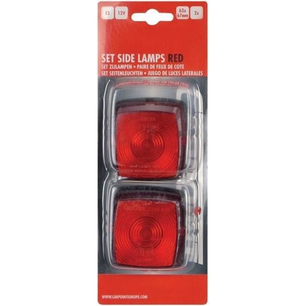 ZIJLAMP RECHTHOEK 63X67MM ROOD