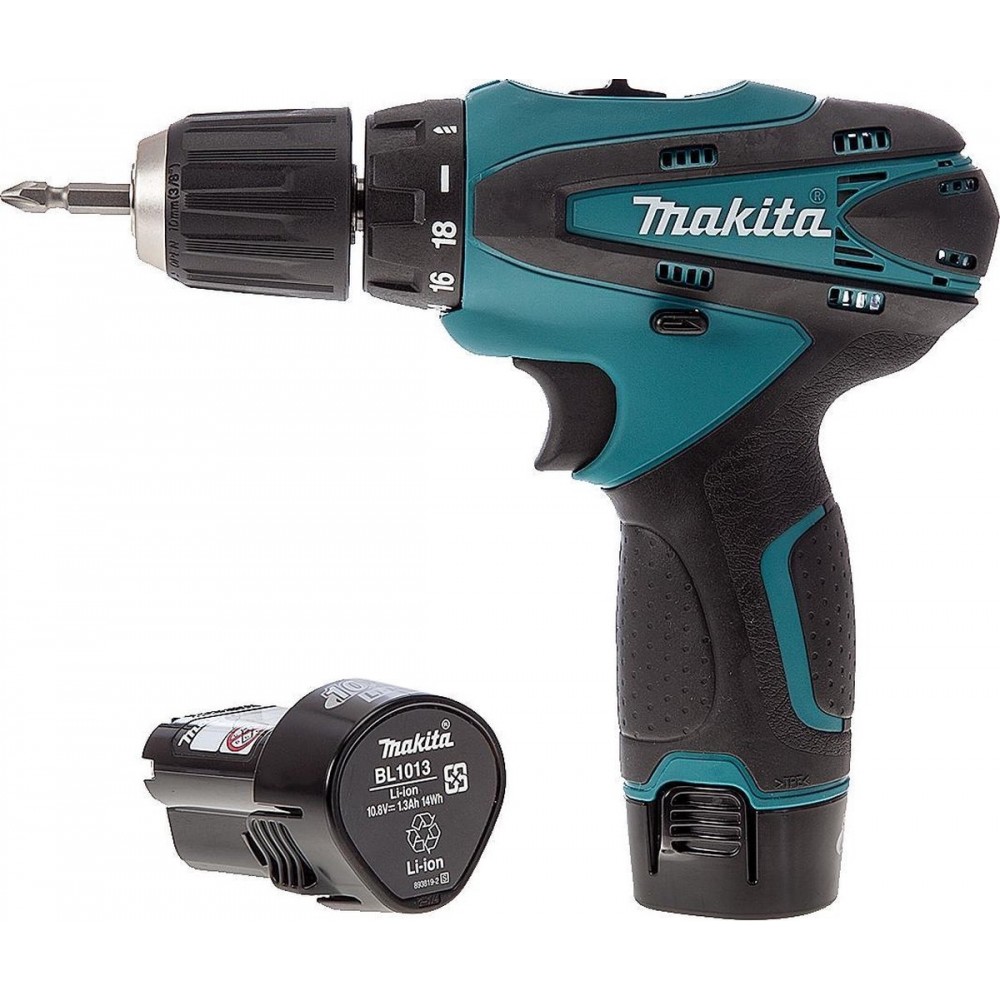 MAKITA DF330DWE Accuboormachine - 10,8V - 1,3 Ah Li-Ion - Incl. 2 Accu's