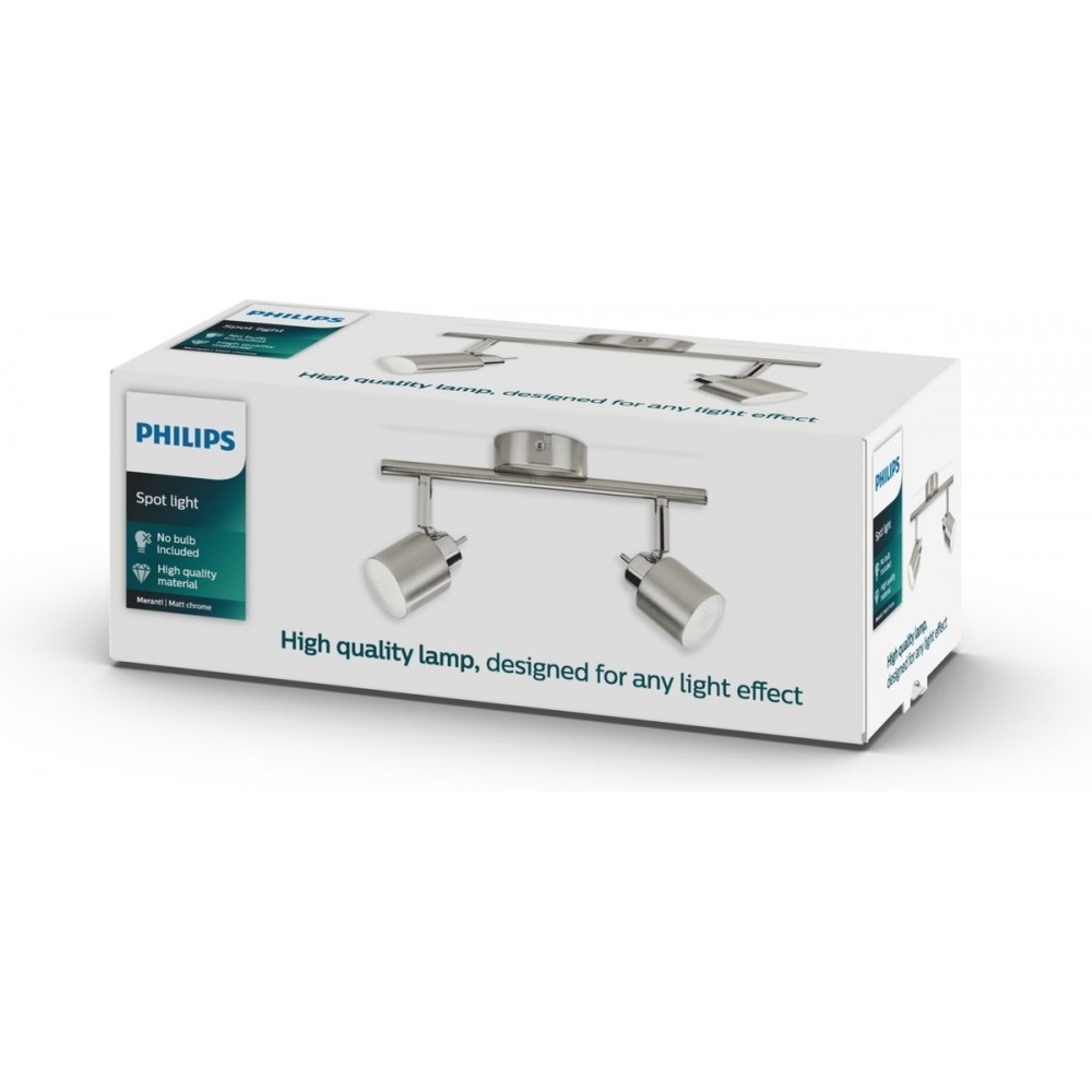 Philips Meranti Opbouwspot - LED - 2 x GU10 - Chroom - 35W