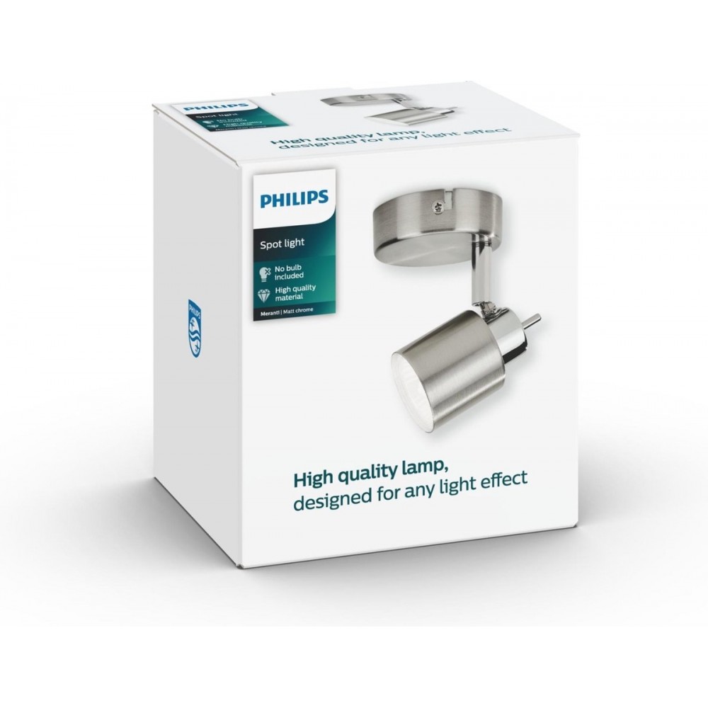 Plafondspot / Wandspot PHILIPS Essentials Meranti, Matt Chrome, Excl. lichtbron