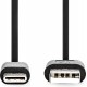 Nedis USB-Kabel - USB 2.0 - USB-C Male - USB-A Male - 15 W - 480 Mbps - Vernikkeld - 2.00 m - Rond - PVC - Zwart - Doos