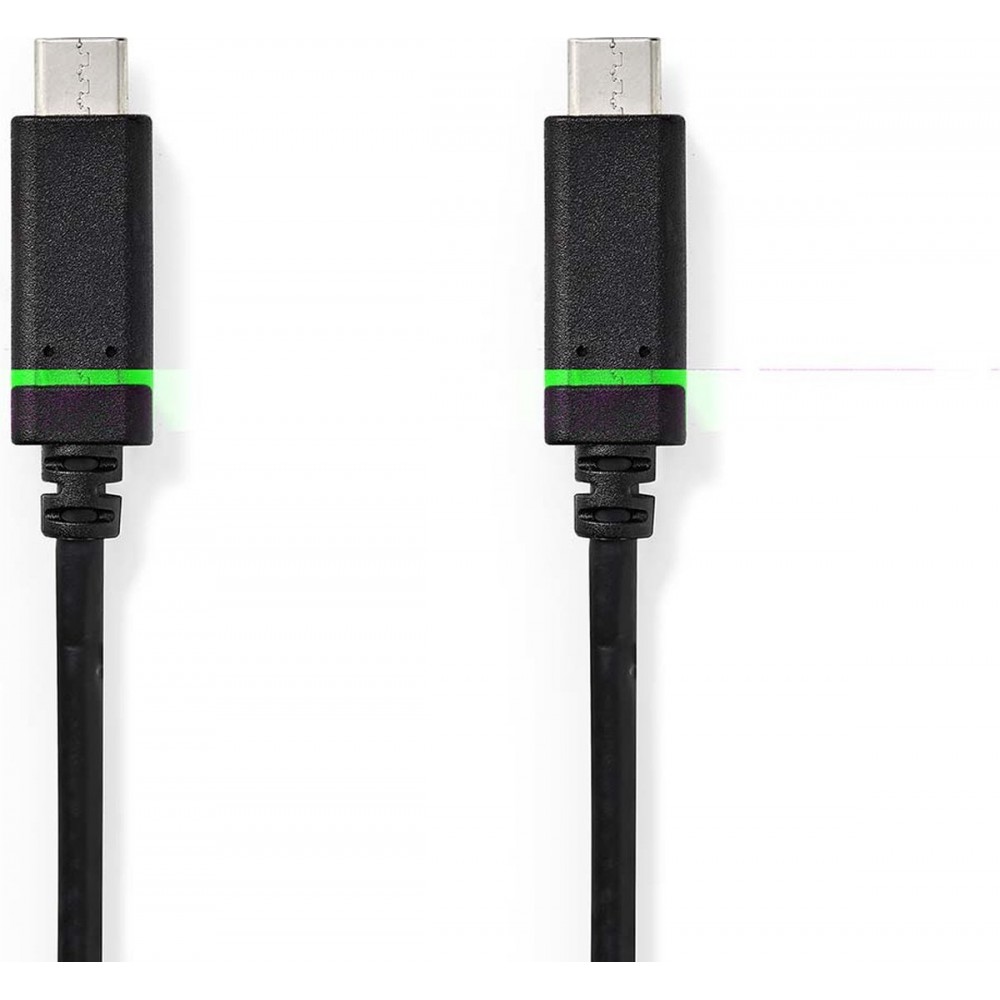 Nedis USB-Kabel - USB 3.2 Gen 1 - USB-C Male - USB-C Male - 60 W - 4K@60Hz - 5 Gbps - Vernikkeld - 2.00 m - Rond - PVC - Zwart - Doos