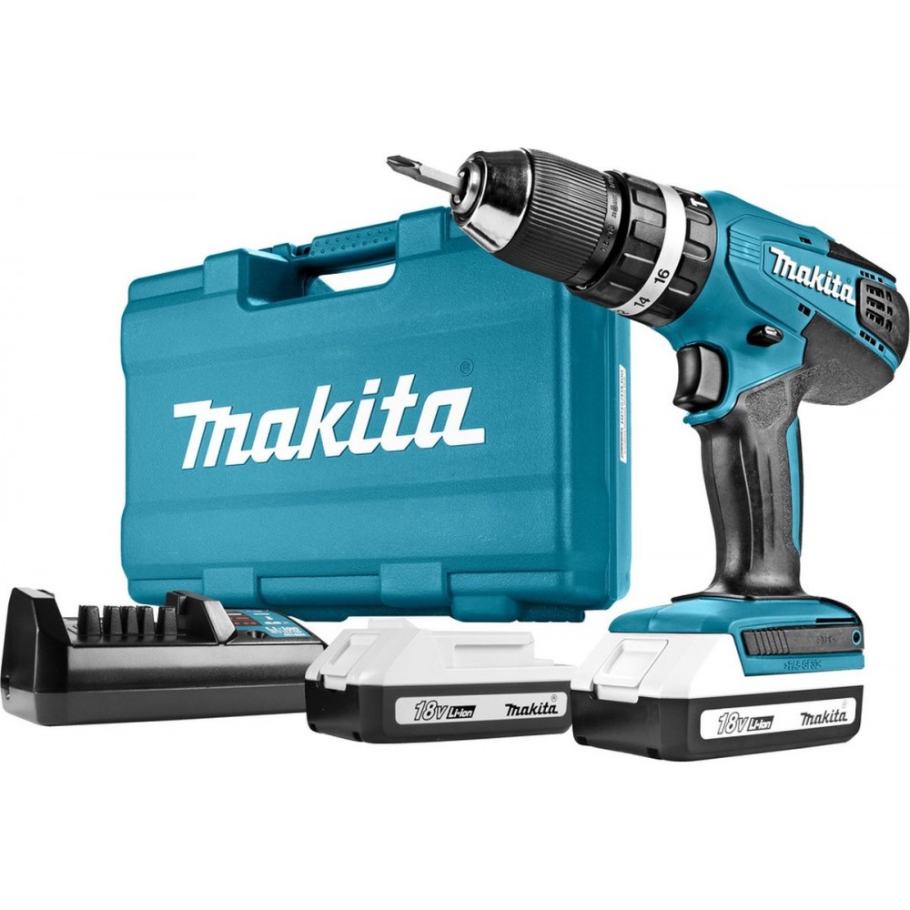 Makita HP457DWE Boor-/schroefmachine - 18V - Inclusief 2 Accu's en Lader